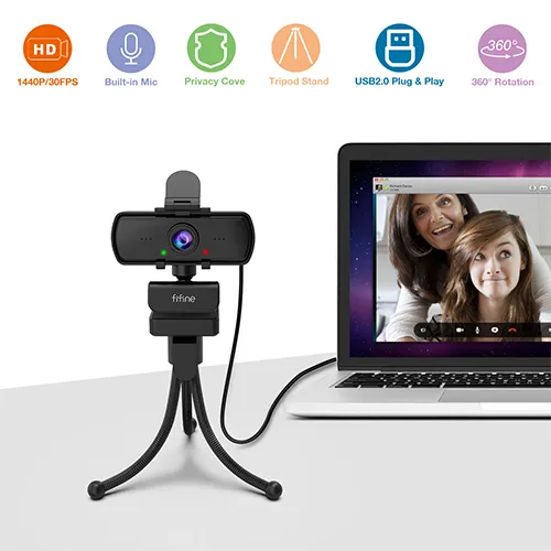 FIFINE K420 Web камера USB HD1440P 30PFS 2K 400 0000 пиксели микрофон встроенный тренога подставка в комплекте Windows , Mac есть е®… работа официальный магазин-4