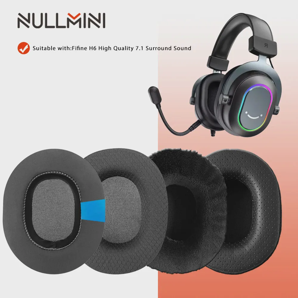 Сменные амбушюры NullMini для Fifine H6, высококачественные игровые наушники с объемным звуком 7.1, вкладыши для наушников, гарнитура-0