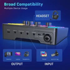 FIFINE игровой аудио миксер, потоковый 4-канальный RGB Миксер с интерфейсом XLR микрофона, для игрового голоса, подкаста, AmpliGame SC3 (art.: 3920c11e2e55d)