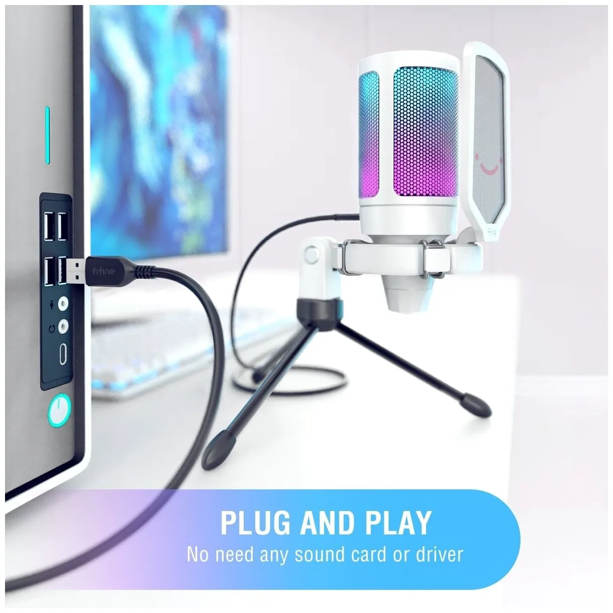 CKMOVA Микрофонный комплект Fifine A6V, разъем: USB Type-C, белый/черный микрофоны-2
